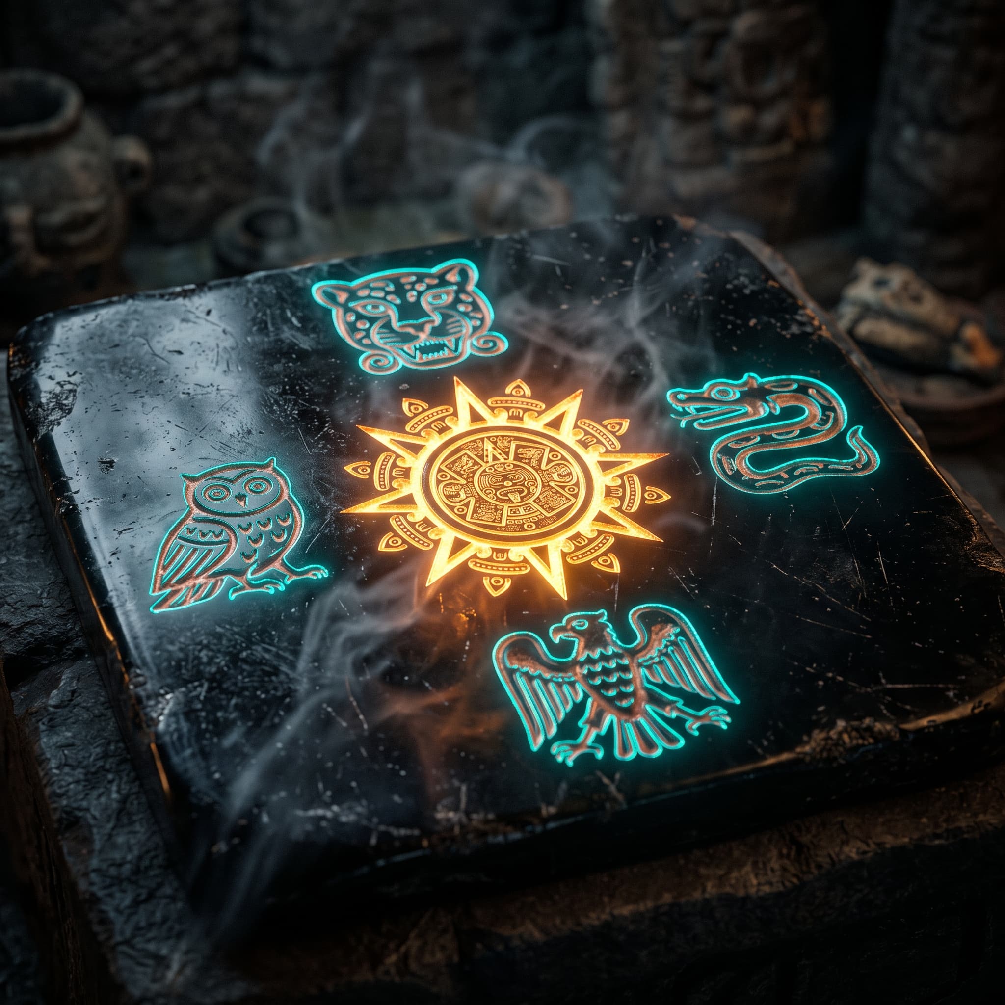 Ancient Mayan Stone Tablet mapping the 5 cross coordinates