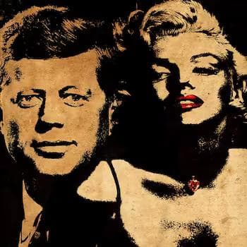 Illustration showing US President JFK and Marilyn Monroe